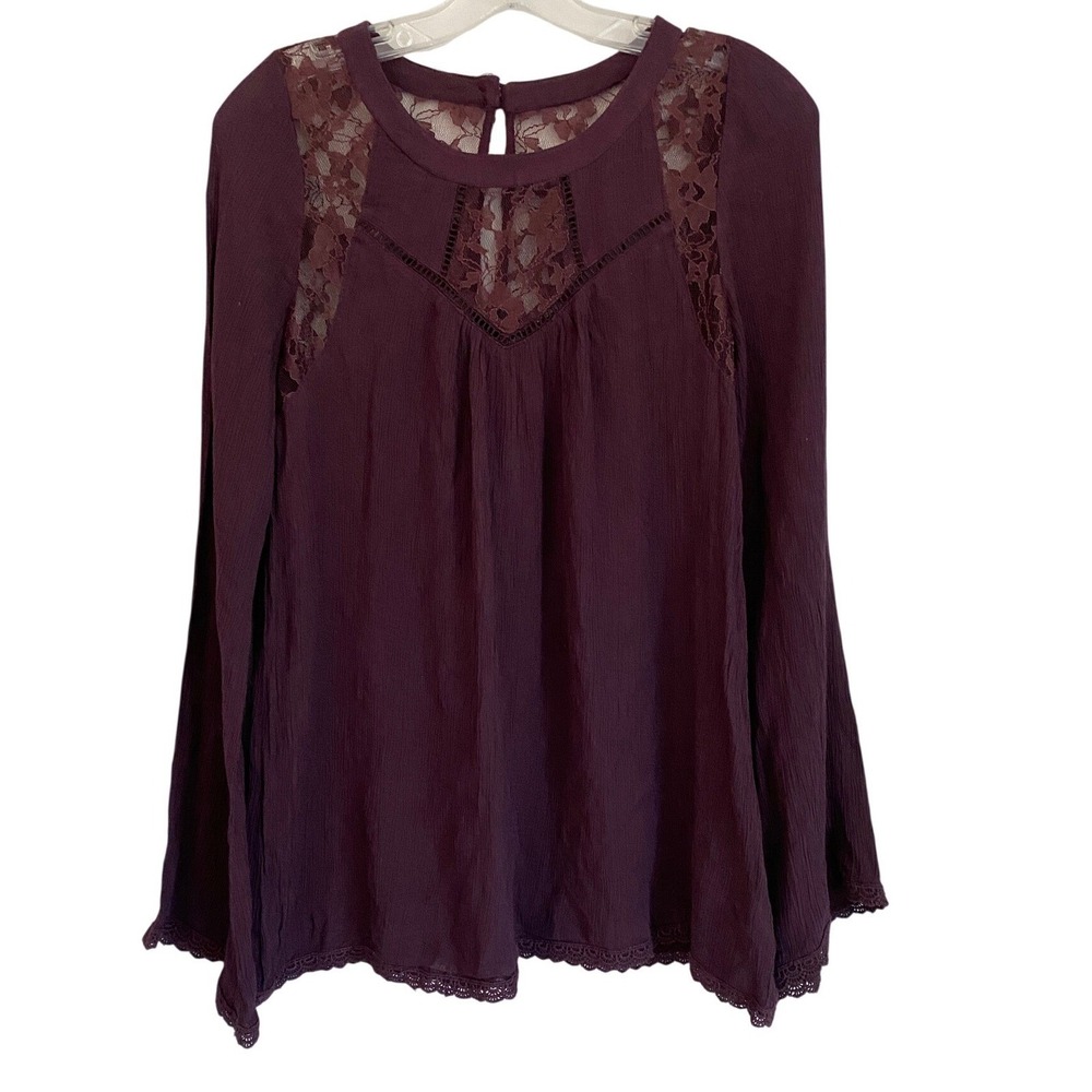 Patrons of Peace Lace Detail Bell Sleeve Flowy Tunic Top‎ New XS NWT